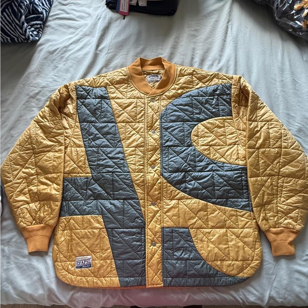 Yellow and Gray Quilted Jacket